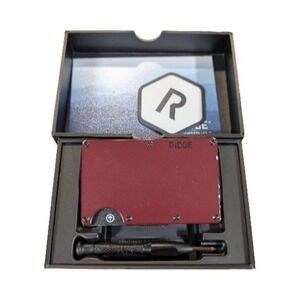 Pp3U Ridge Wallet RFID Aluminum W/ Cash Strap In Black Cherry Used‎